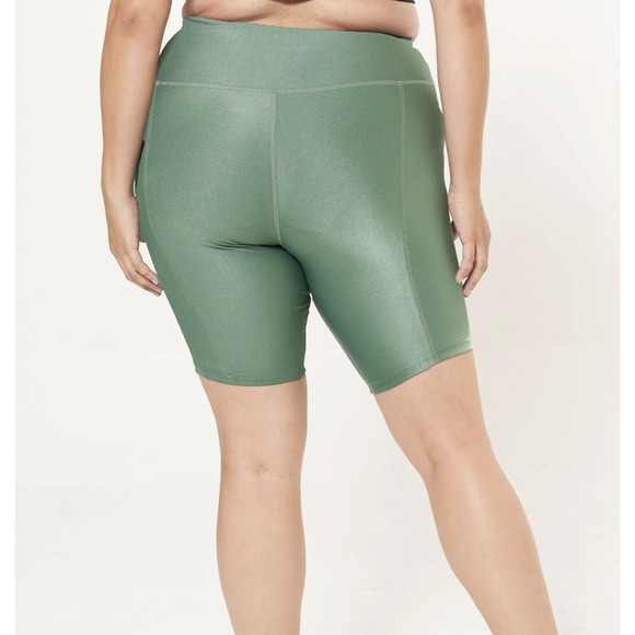 Lola Getts Hi-rise Biker Short- Succulent Rib Pattern Size XL Green - Picture 3 of 10
